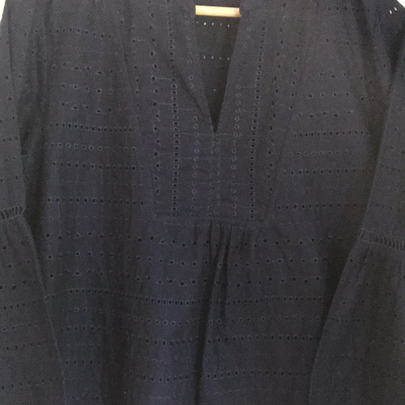 Izod Navy Balloon Flare Sleeve Blouse Size M - Picture 9 of 15
